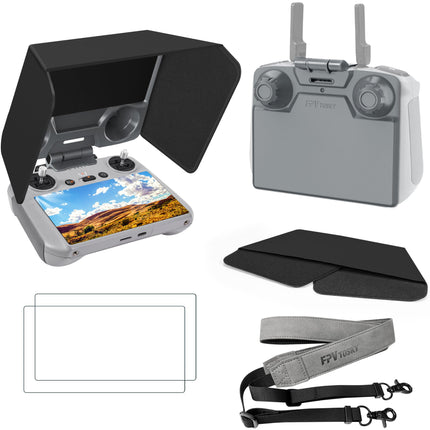 FPVtosky Mini 4 pro RC 2 magnētiskais saules aizsargs I kursorsviras aizsargs I ekrāna aizsargs - 3 vienā RC-2 tālvadības pults aksesuārs DJI Mini 4 Pro/Air 3/Flip, pilns ēnojums (RC-2 saules aizsarga komplekts)