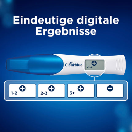 Clearblue grūtniecības testa kombinētais iepakojums — dubultā pārbaude agrīnai un nedēļai, 2 testi (1 digitālais 25 mSV/ml, 1 vizuālais 10 mSV/ml), grūtniecības tests, agrīns grūtniecības tests, grūtniecības nedēļas noteikšana