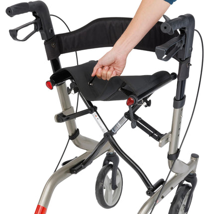 Bischoff &amp; Bischoff Capero rollators, salokāms – viegls rollators lietošanai iekštelpās un ārā, staigulītis ar muguras siksnu, spieķa turētāju un noņemamu sieta maisiņu, platīna krāsā