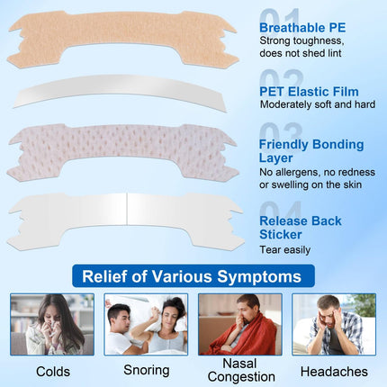 Krākšanas apturēšanas deguna strēmeles pret krākšanu - 120 deguna strēmeles Elpojiet labāk Deguna strēmeles, deguna strēmeles pret krākšanu miegam un sportam