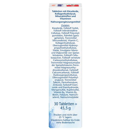 Doppelherz Silica + Collagen - Biotīns veicina normālas ādas un matu veselības uzturēšanu - 30 tabletes