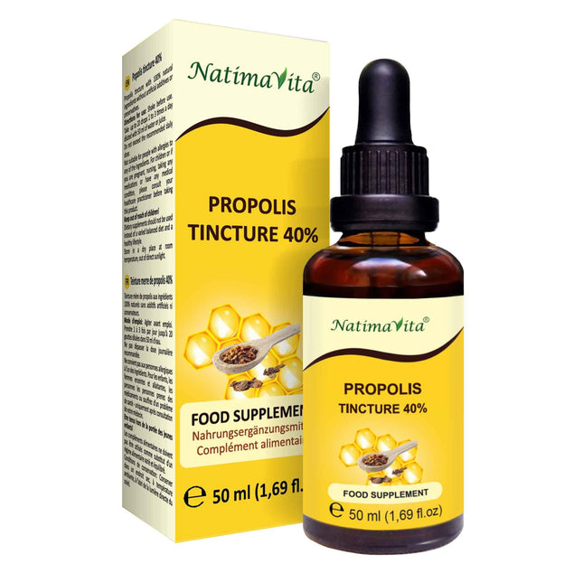 Propolisa tinktūra 40% - 50 ml - tīri augstas devas pilieni - 100% dabīgs ekstrakts - imūnsistēmas atbalstam - praktiska pipete - NatimaVita