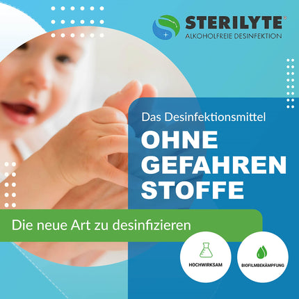 STERILYTE virsmu dezinfekcijas līdzeklis 5L – ilgtspējīgs, bezalkoholisks, ļoti efektīvs pret vīrusiem, baktērijām un sēnītēm, daudzpusīgs virsmu dezinfekcijas līdzeklis (Halal un Kosher) – ražots Vācijā