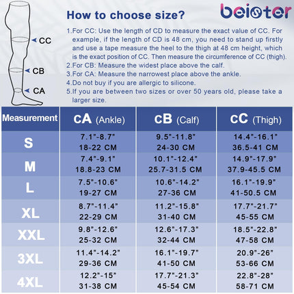 Beister medicīniskās kompresijas zeķes sievietēm un vīriešiem, augšstilbu atbalsta zeķes ar atvērtu purngalu 20-30 mmHg pakāpenisks atbalsts, tūskas kompresijas zeķes dziļo vēnu trombozes ārstēšanai, lidojuma zeķes