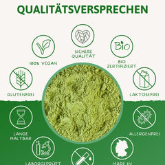 Bioloģisks miežu zāles pulveris 500g | smalki samalts miežu zāles pulveris| Sertificēta bioloģiskā kvalitāte | Lielisks papildinājums smūtijiem, sulām, zeltainajam pienam, mēness pienam un citiem produktiem. | Silta daba
