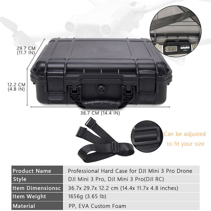 Profesionāls Mini 3 Pro korpuss, ūdensnecaurlaidīgs cietais korpuss DJI Mini 3 Pro dronam un DJI RC/DJI RC N1 tālvadības pultij un dronu piederumiem