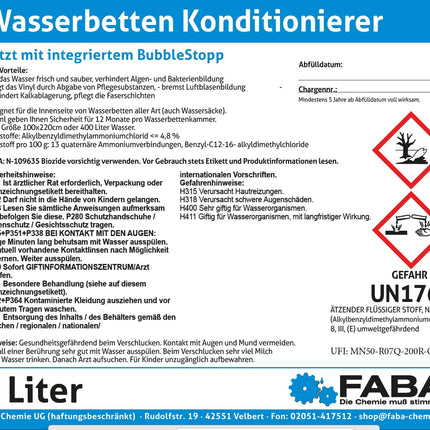 FABA ūdens gultas kondicionieris ūdens gultas kondicionieris ar burbuļu slāpētāju, 2 x 5 litri