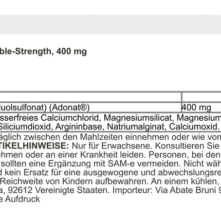 Doctor's Best - SAM-e, 400 mg dubultā stipruma | Garastāvokļa un aknu atbalstam - 60 tabletes