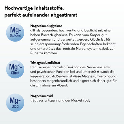 Baldriparan® Magnesium - augstas devas augstākās kvalitātes komplekss ar magnija bisglicinātu no aptiekas. Augsta biopieejamība. Laboratorijā pārbaudīts, vegāns un bez mākslīgām piedevām.