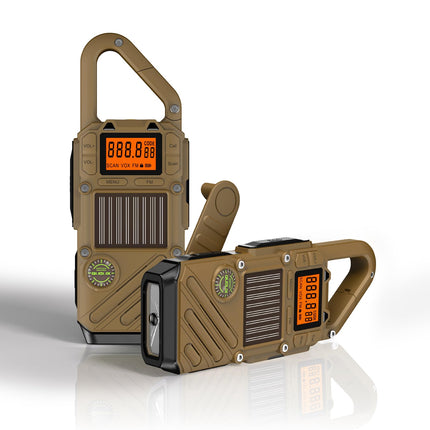 Rācija pieaugušajiem, darbības rādiuss 10 km - 2 gabalu komplekts ar SOS trauksmi, LED lukturīti un FM radio - 3 uzlādes veidi: saules, rokas, USB - avārijas radio piedzīvojumiem brīvā dabā