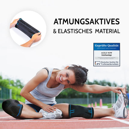 AGILE NOW® ceļgalu atbalsta komplekts (2 gab.) Premium stabilizē un aizsargā locītavas katras kustības laikā, ceļgalu atbalsts sievietēm un vīriešiem, neslīdoši un elpojoši ceļgalu sargi, katram sporta veidam (M | Zils)