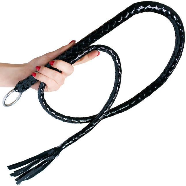 Bdsm pātaga vergiem 140 cm Melna lakota ādas Seksa pātaga sievietēm Erotiska spēle Seksa spēle pāriem Pātaga seksam Pātaga un pātagas Sekss pieredzējušiem FOPS B21-10