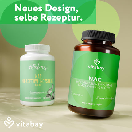 Vitabay NAC kapsulas 600 mg – 120 vegānas kapsulas ar N-acetilcisteīnu – augsta N-acetil-L-cisteīna deva – laboratoriski pārbaudītas un bez piedevām – bez ĢMO un vegānas