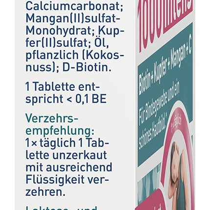 tetesept Collagen 1000 Intens – 1 x 30 tabletes – Uztura bagātinātājs ar kolagēnu, C vitamīnu, biotīnu, varu un mangānu – Saistaudu un skaistas sejas ādas veselībai