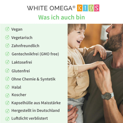Aļģu eļļas kapsulas bērniem – vegāniskā Omega-3 – bez karagināna – 330 mg DHA no aļģēm – 90 mini kapsulas (1 mēnesis)