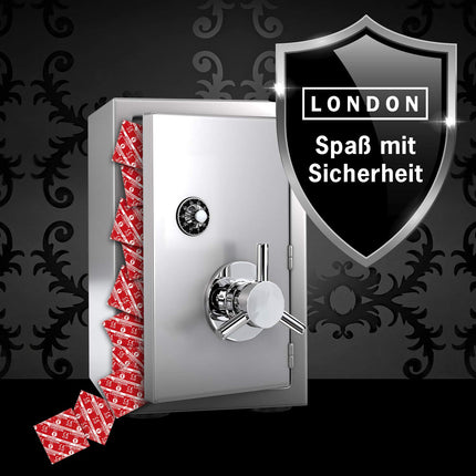 London Red prezervatīvi – sarkani prezervatīvi ar zemeņu garšu un lubrikēti ar silikona gēlu – 100 iepakojums (1 x 100 gabali)