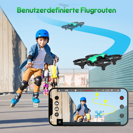 Loolinn | Drons ar kameru kā dāvana bērniem - Mini drons ar tālvadības pulti un video un fotoattēlu uzņemšanas iespējām/Regulējama kamera/Divas baterijas/C0 sertificēts (dāvana gan zēniem, gan meitenēm)