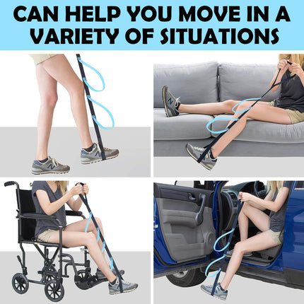 Kāju pacelšanas josta, kāju pacēlājs drošai pārvietošanās palīdzībai. 102 cm stāvēšanas palīglīdzeklis senioriem ar mīkstiem rokturiem lietošanai mājās no gultas, dīvāna, automašīnas.