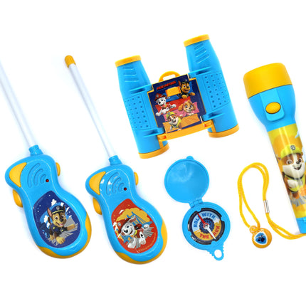 PAW Patrol piedzīvojumu komplekts ar 5 rācijām (6x AA baterijas nav iekļautas), binokli, kompasu un lukturīti (2x AAA baterijas nav iekļautas) dāvanu kastītē, 38,6x5,5x28,7 cm, krāsains