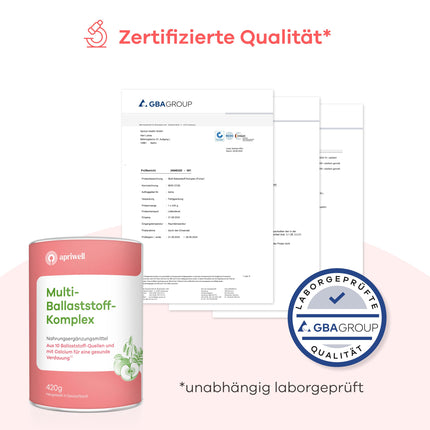 Daudzšķiedru komplekss | 10 augstākās kvalitātes šķiedrvielas un kalcijs | Gremošana, zarnu flora, imūnsistēma, holesterīns un cukura līmenis asinīs | vegāns, bez glutēna, bez laktozes | 420 g pulvera