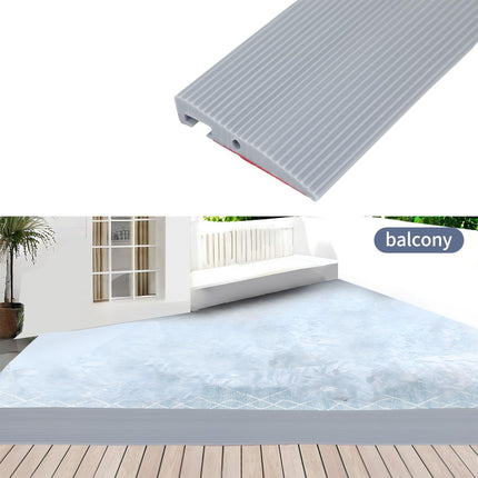 Pašlīmējoša durvju sliekšņa rampa, elastīga ratiņkrēslu rampa, PVC sliekšņa rampa ar kabeļu kanālu, apmales rampa ratiņkrēsliem, slaucīšanas roboti, skrejriteņi (pelēka, 7,5 x 1 x 90 cm)