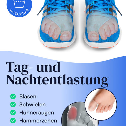 YOGAMEDIC Hallux valgus zeķes - lielā pirksta un pēdas priekšpirksta atvieglojuma spilvens - āmurpirksta korekcija un aizsardzība, 1 pāris apaviem, sandalēm - pirkstu šinas korektors sievietēm un vīriešiem, S/M izmērs