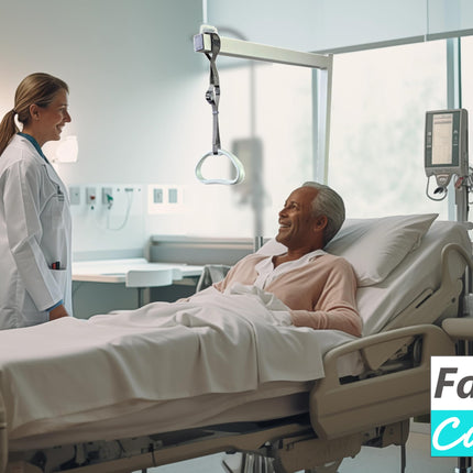 FabaCare gultas pacēlājs ar trapeces rokturi, mobilais stāvēšanas palīglīdzeklis, gultas pacelšanas palīglīdzeklis, regulējams roktura augstums, gultas rokturis, gultas pacēlājs līdz 100 kg
