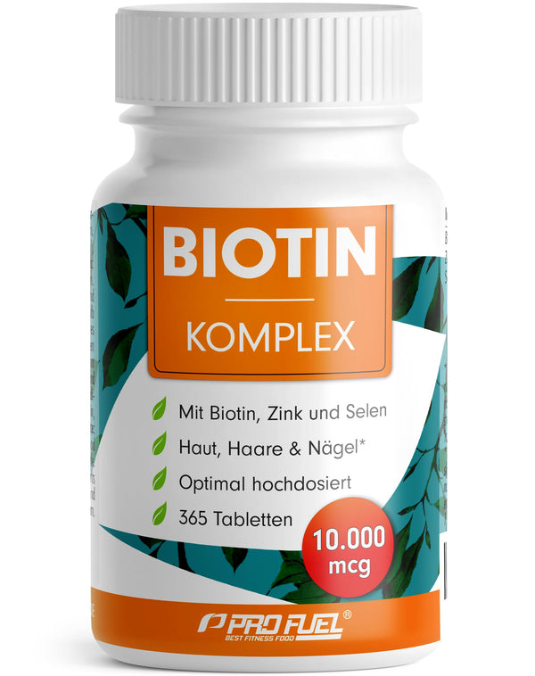 Biotīns lielā devā 10 000 mcg - 365 biotīna tabletes ar cinku un selēnu - augstas kvalitātes komplekss matu augšanai, ādai un nagiem - laboratoriski pārbaudīts ar sertifikātu - 100% vegāns - 1 gada piegādes iepakojums
