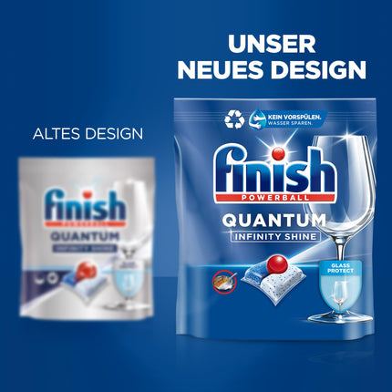 Finish Quantum Infinity Shine trauku mazgājamās mašīnas tabletes – trauku mazgājamās mašīnas tabletes dziļai tīrīšanai, tauku šķelšanai un spīdumam – Gigapack ar 2 x 83 tabletēm