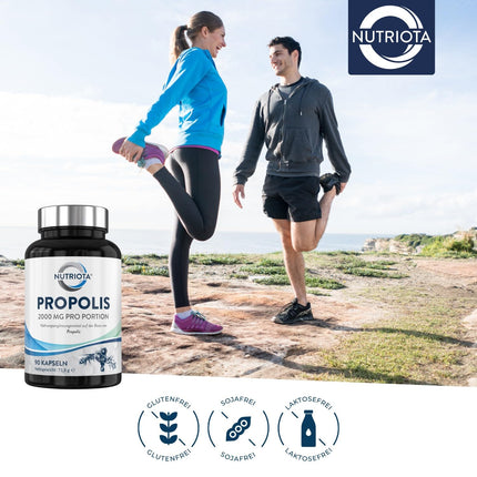 Propoliss 2000 mg | 90 lielas devas propolisa kapsulas | Dabīgs imūnsistēmas atbalsts, kakla sāpju mazināšana un spēcīgs antioksidants - Nutriota
