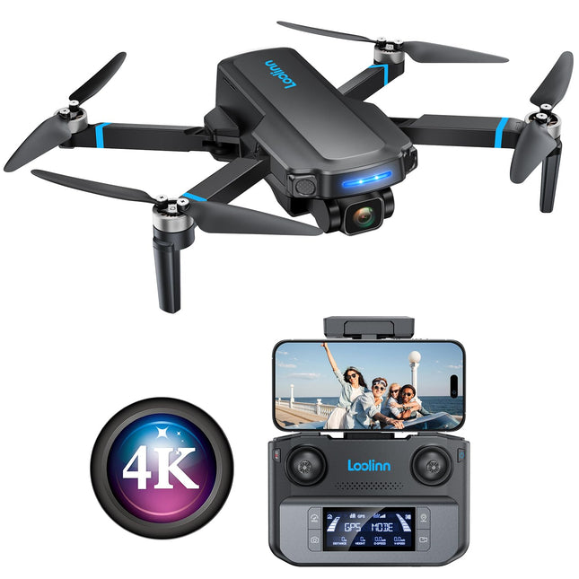 Loolinn | Drons ar 4K kameru kā dāvana pieredzējušiem iesācējiem - Drona GPS, 40 minūšu lidojuma laiks, 4K UHD kamera, atbalsta panorāmas un laika intervāla ierakstus, svars zem 250 g - Dāvanas ideja
