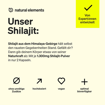 Mumijo Shilajit kapsulas – augsta deva 1300 mg dienā – 120 kapsulas Shilajit Original no Himalajiem – vegāns, bez nevajadzīgām piedevām – ražots Vācijā un laboratorijā pārbaudīts
