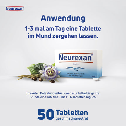 Neurexan tabletes 50 – dabiska alternatīva miegazālēm | Miega līdzeklis nervu nemiera gadījumā | Nomierina un atslābina dienas laikā - veicina miegu naktī