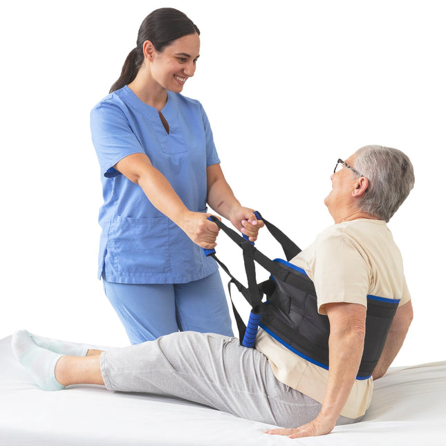 Eyra 147 cm pārvietošanas siksna pacientiem un senioriem – polsterēta pārvietošanas siksna ar rokturiem – ergonomisks celšanas palīglīdzeklis pacientiem – droša pārvietošana no gultas, ratiņkrēsla vai automašīnas