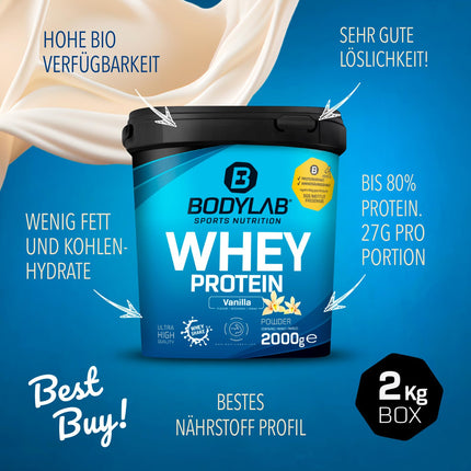 Bodylab24 sūkalu proteīna pulveris, vaniļa, 2kg