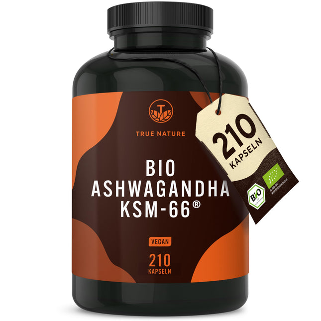Organiskā ašvaganda - KSM-66® augstākās kvalitātes izejviela - 210 kapsulas - 600 mg dienas deva - augsta deva - oriģinālā indiešu ašvaganda - vegāna - ražota Vācijā - ĪSTENA DABA