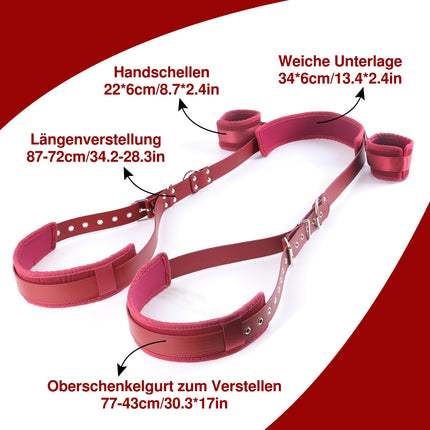 Seksa rotaļlietas pāriem Īpaši cieta BDSM verdzība - atvērtas kāju saites Rokudzelži seksa spēlēm, Seksa rotaļlietu verdzības komplekts Iesācējiem (sarkans)