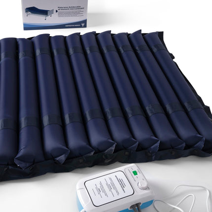 Pretatspiedienu matracis ar alternatīvām gaisa sloksnēm, nomaināmām sloksnēm, kompresors iekļauts komplektā, CE marķējums, medicīniskais PVC, novērš un ārstē spiediena čūlas