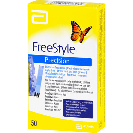 Freestyle Precision asins glikozes testa strēmeles, kas kodē 50 gabalus