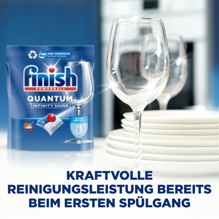 Finish Quantum Infinity Shine trauku mazgājamās mašīnas tabletes – trauku mazgājamās mašīnas tabletes dziļai tīrīšanai, tauku šķelšanai un spīdumam – Gigapack ar 2 x 83 tabletēm
