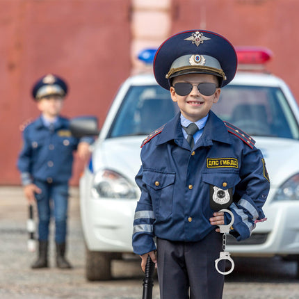 Orgoue 6 gabalu policijas kostīmu aksesuāri, policijas aksesuāri bērnu policijas kostīmam karnevālam (melns)