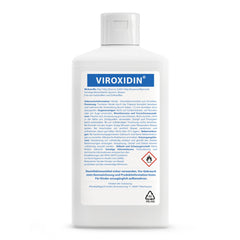 Viroxidin roku dezinfekcijas līdzeklis - 500 ml Eurodispenser pudele - pretvīrusu iedarbība - iznīcina 99% baktēriju - 83% spirta (etanola) - ierīvējams roku dezinfekcijas līdzeklis pret baktērijām, vīrusiem un sēnītēm - 500 ml (430 g)