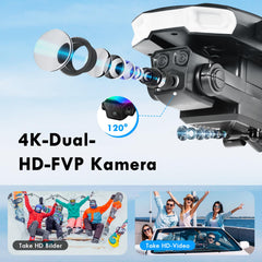 Salokāms bezkontaktu drons iesācējiem, Wi-Fi FPV drons ar platleņķa 1080P HD kameru, 3D pagriezienu, gravitācijas sensoru, pacelšanos/nosēšanos ar vienu pogu, sekojiet man, žestu fotografēšanu, divām kamerām, 2 baterijām