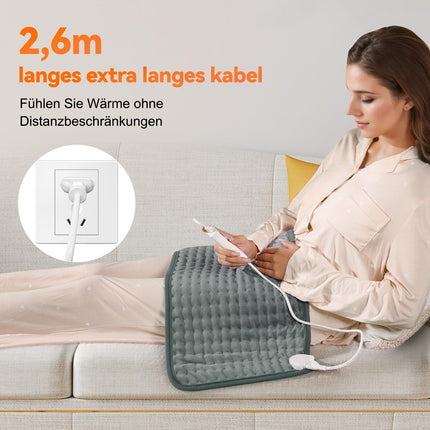 Sildīšanas paliktnis ar automātisku izslēgšanos, 30x60 cm elektriskais sildīšanas paliktnis ar 4 stundu taimeri un 6 siltuma iestatījumiem, sildīšanas paliktnis ar digitālu tālvadības pulti, mašīnā mazgājams sildīšanas paliktnis mugurai, pelēks