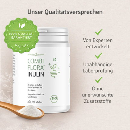 Effective Nature organiskais inulīna pulveris - 100% šķīstošās šķiedras pulveris no bioloģiskās agaves, bez glutēna, vegāns - 450g