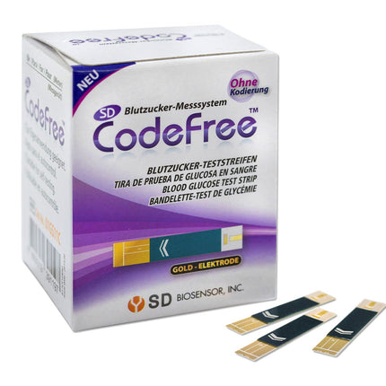 SD CodeFree asins glikozes testa strēmeles 200 gab., izdevīgs iepakojums diabēta (cukura slimības) glikozes līmeņa asinīs mērīšanai