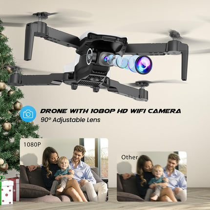 SIMREX drons ar 1080P kameru, vienas taustiņa pacelšanās drons, lidošana ar ceļa punktiem, automātiska sekošana, 3D apgriešana, 3 ātrumi, tālvadības drons bērniem un pieaugušajiem, balts