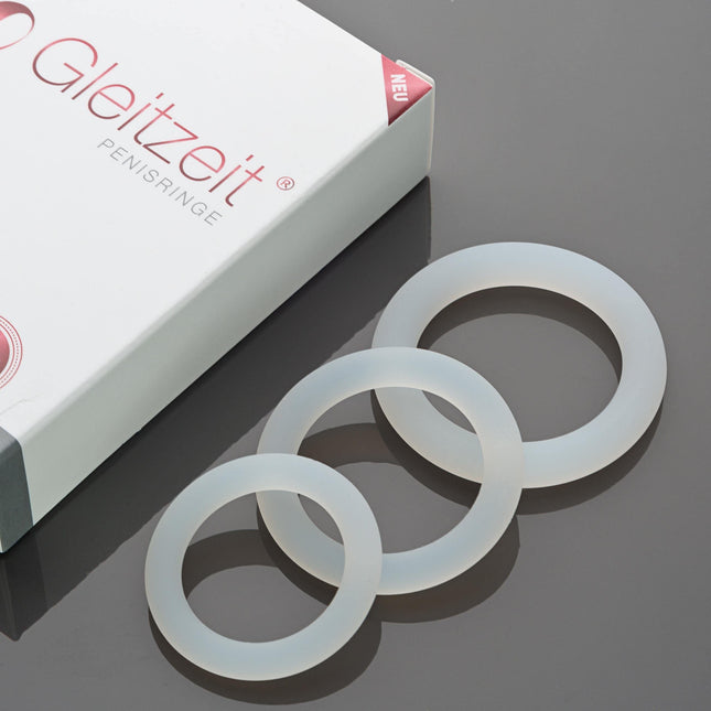 Gleitzeit® PREMIUM medicīniskie silikona dzimumlocekļa gredzeni potenci palielināšanai, caurspīdīgi