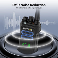 Retevis NR30D tāla darbības rādiusa rācijas, DMR divvirzienu rācijas, nākamās paaudzes trokšņu slāpēšana, IP67, 2800 mAh, saderīgas ar Moto AES256 viesnīcām (melnas, 3 iepakojumā)