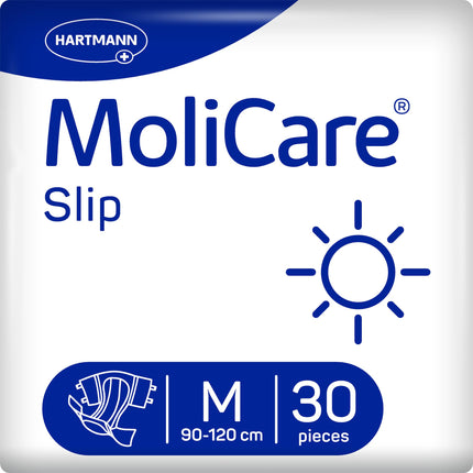 MoliCare® Slip Day - pieaugušo autiņbiksītes vidēji smagai vai smagai urīna un fekāliju nesaturēšanai dienā | uzticams, ērts un diskrēts | M izmērs (90–120 cm gurnu apkārtmērs), 30 gabali